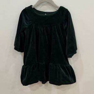 Tea Collection Elegant Green Velvet Kids Dress